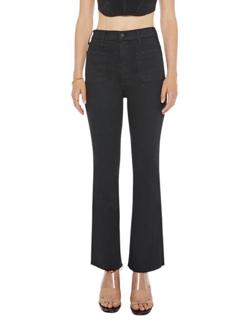 MOTHER Black High-Rise Flare Jeans